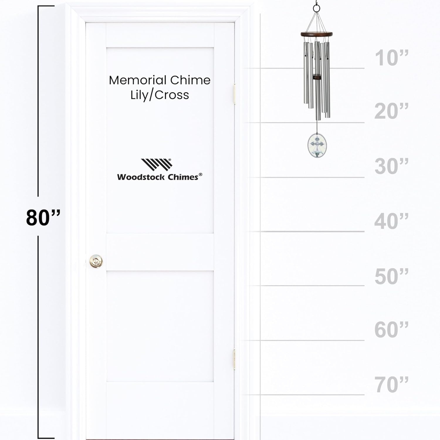 image:imageWoodstock Chimes Memorial Wind Chime 25 Lily and Cross Outdoor Gift Wind Chimes for Backyard Porch Garden Patio Decor or Sympathy Gift for Loss of Loved One MCLC