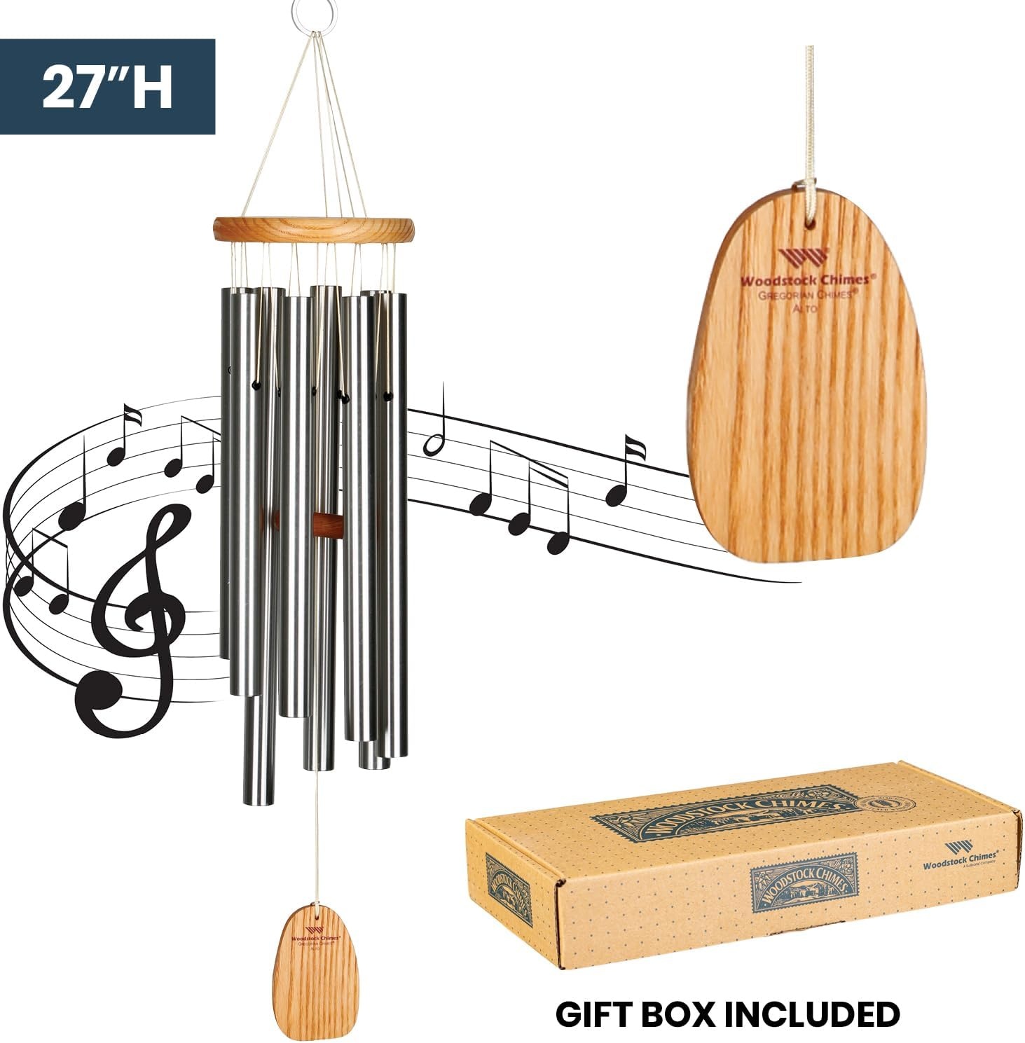 image:imageWoodstock Wind Chimes Garden Decor for Outside Outdoor Patio Decor 27 Inspirational and Memorial Sympathy Wind Chime Porch Decor Gregorian Wind Chime Alto Silver Wind Chimes Gas