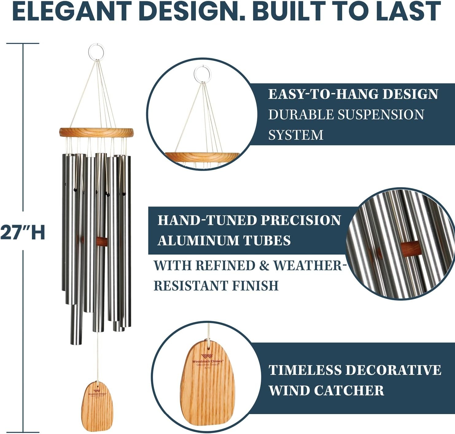 image:imageWoodstock Wind Chimes Garden Decor for Outside Outdoor Patio Decor 27 Inspirational and Memorial Sympathy Wind Chime Porch Decor Gregorian Wind Chime Alto Silver Wind Chimes Gas