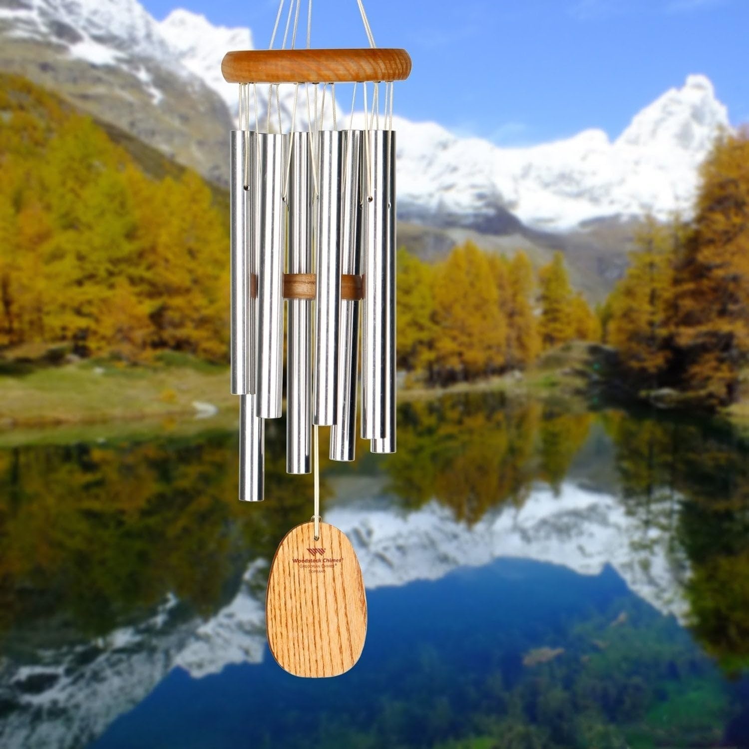 image:imageWoodstock Wind Chimes Garden Decor for Outside Outdoor Patio Decor 56 Inspirational and Memorial Sympathy Wind Chime Porch Decor Gregorian Wind Chime Baritone Deep Toned Sound Silver Wind ChimesGBSSilver