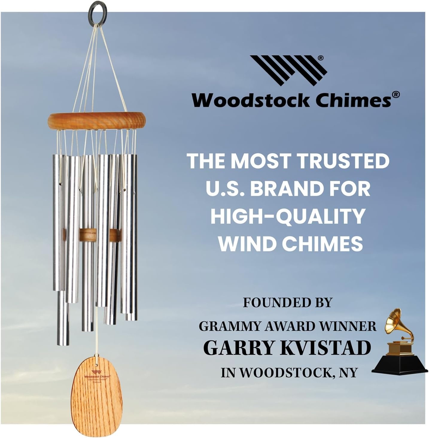 image:imageWoodstock Wind Chimes Garden Decor for Outside Outdoor Patio Decor 56 Inspirational and Memorial Sympathy Wind Chime Porch Decor Gregorian Wind Chime Baritone Deep Toned Sound Silver Wind ChimesGBSSilver
