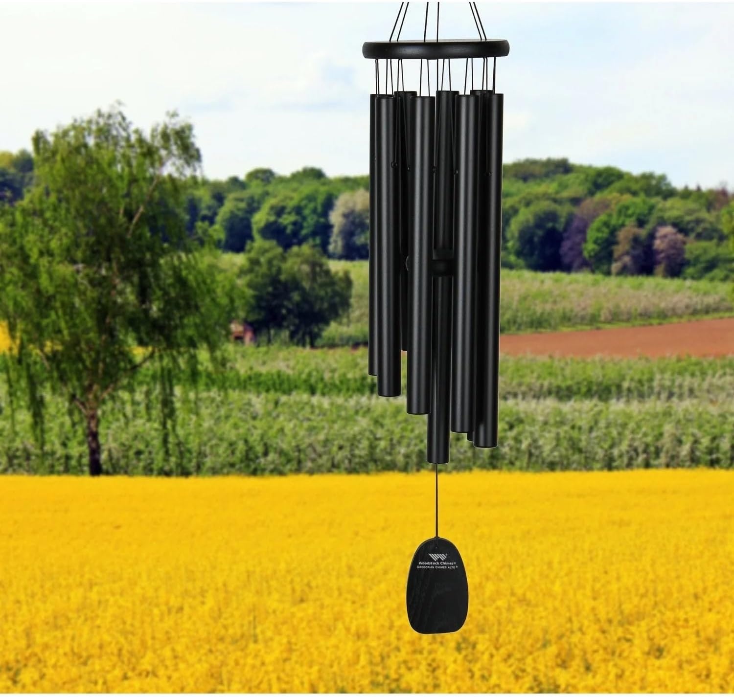 image:imageWoodstock Wind Chimes Garden Decor for Outside Outdoor Patio Decor 56 Inspirational and Memorial Sympathy Wind Chime Porch Decor Gregorian Wind Chime Baritone Deep Toned Sound Silver Wind ChimesGBSAlto Black