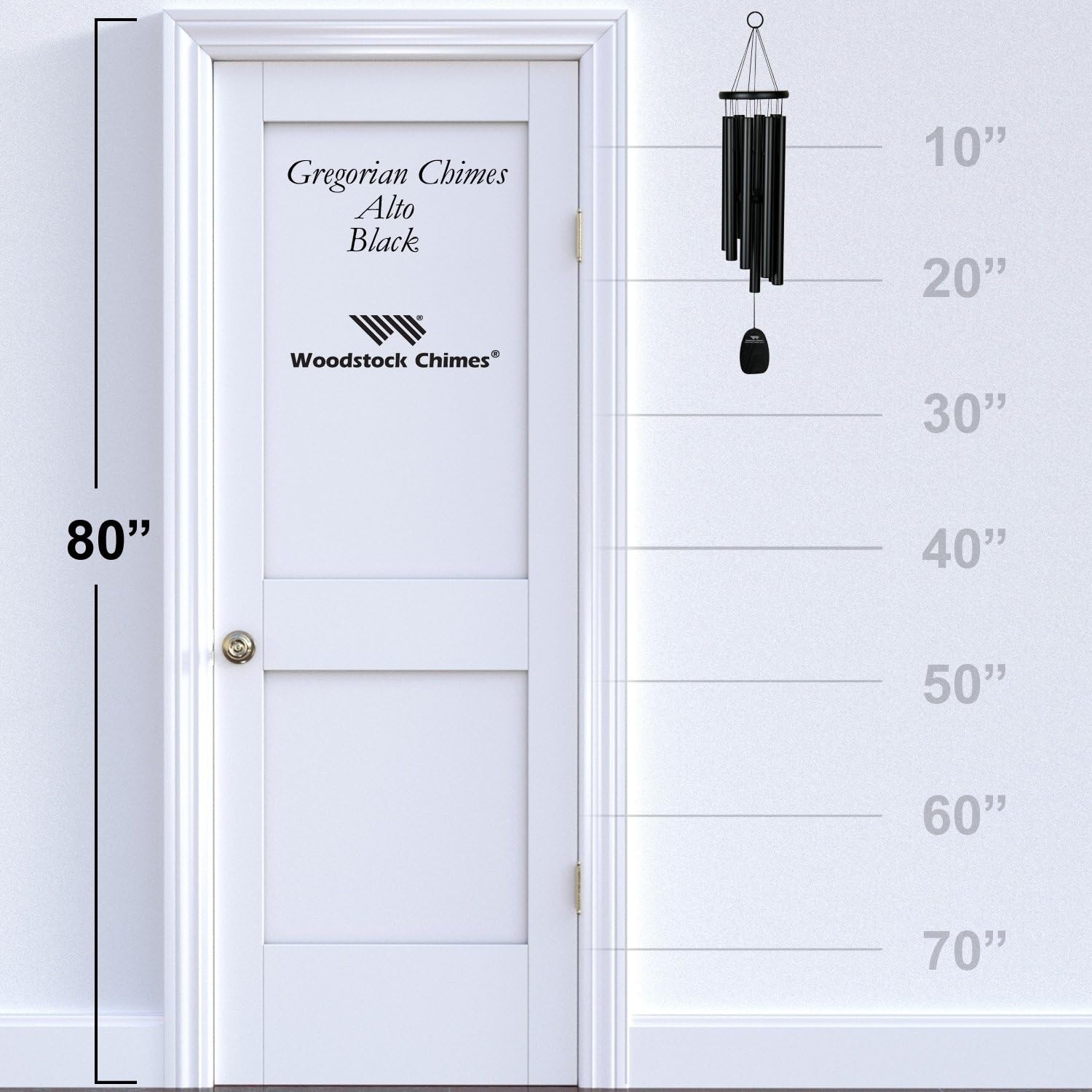 image:imageWoodstock Wind Chimes Garden Decor for Outside Outdoor Patio Decor 56 Inspirational and Memorial Sympathy Wind Chime Porch Decor Gregorian Wind Chime Baritone Deep Toned Sound Silver Wind ChimesGBSAlto Black