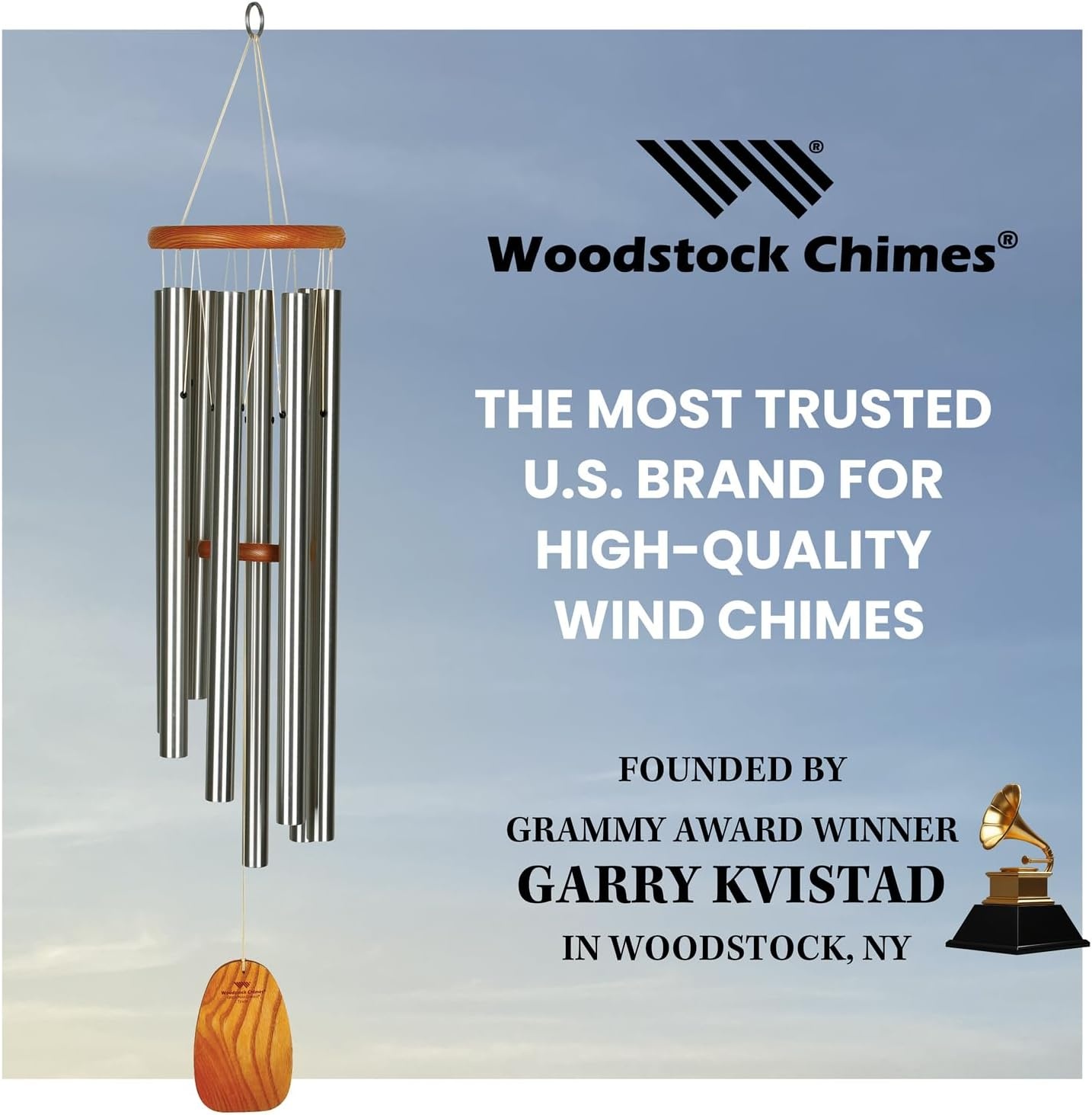 image:imageWoodstock Wind Chimes Garden Decor for Outside Outdoor Patio Decor 56 Inspirational and Memorial Sympathy Wind Chime Porch Decor Gregorian Wind Chime Baritone Deep Toned Sound Silver Wind ChimesGBSSilver