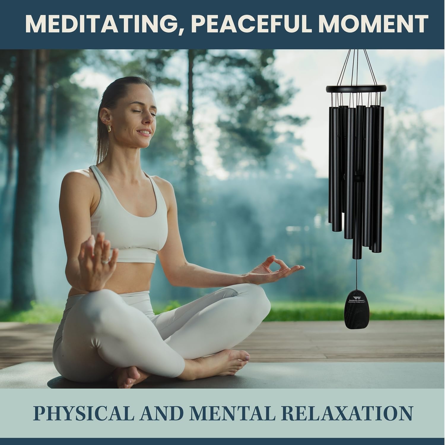image:imageWoodstock Wind Chimes Garden Decor for Outside Outdoor Patio Decor 56 Inspirational and Memorial Sympathy Wind Chime Porch Decor Gregorian Wind Chime Baritone Deep Toned Sound Silver Wind ChimesGBSAlto Black