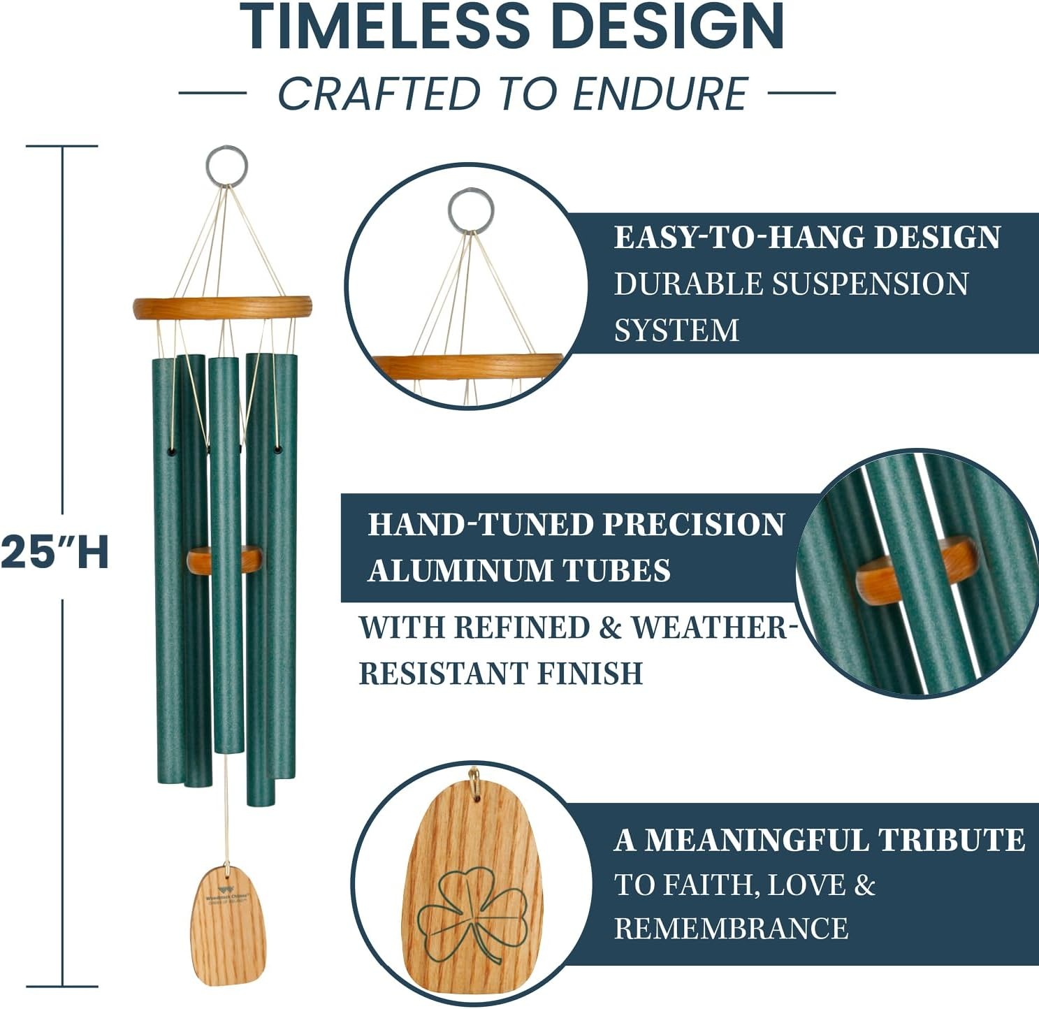 image:imageWoodstock Wind Chimes Garden Decor for Outside Outdoor Patio Decor Front Porch Decor 25 Chimes of Ireland Green Wind Chime Wind Chimes for Garden WCCI