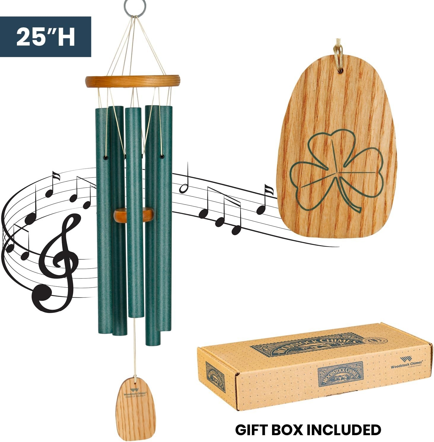 image:imageWoodstock Wind Chimes Garden Decor for Outside Outdoor Patio Decor Front Porch Decor 25 Chimes of Ireland Green Wind Chime Wind Chimes for Garden WCCI