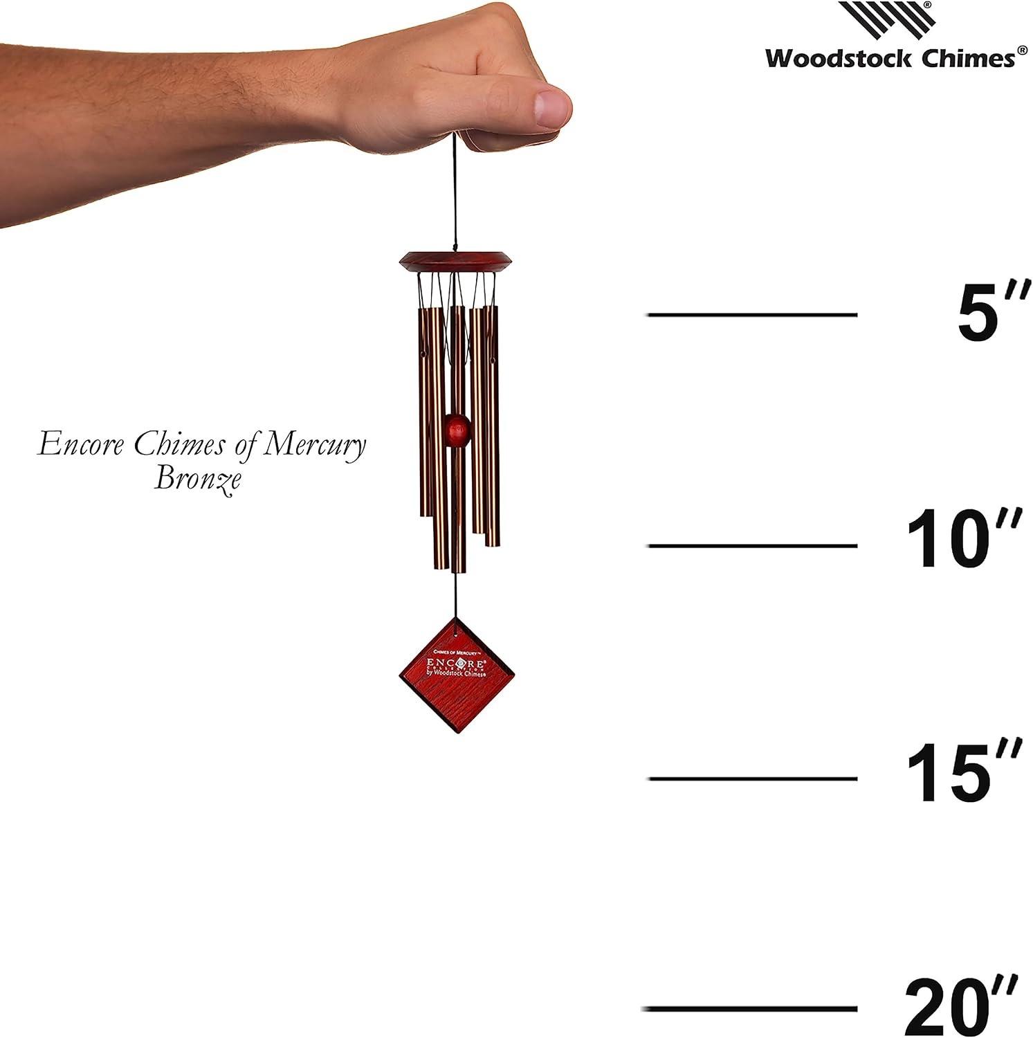 image:imageWoodstock Wind Chimes for Outside Garden Decor Outdoor Decor for Your Patio and Front Porch 14 Bronze Wind Chime Wind Chimes of Mercury Encore Collection DCB14