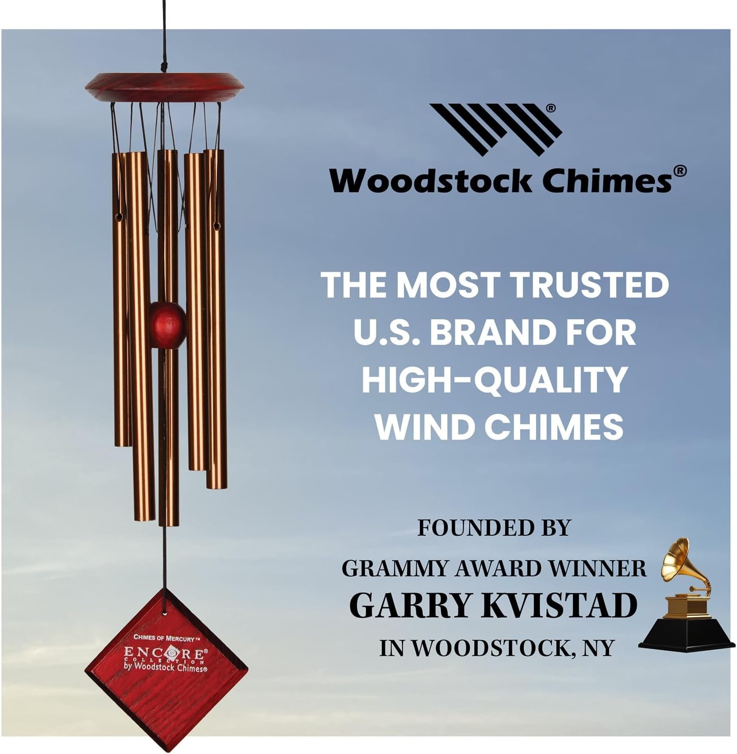 image:imageWoodstock Wind Chimes for Outside Garden Decor Outdoor Decor for Your Patio and Front Porch 14 Bronze Wind Chime Wind Chimes of Mercury Encore Collection DCB14