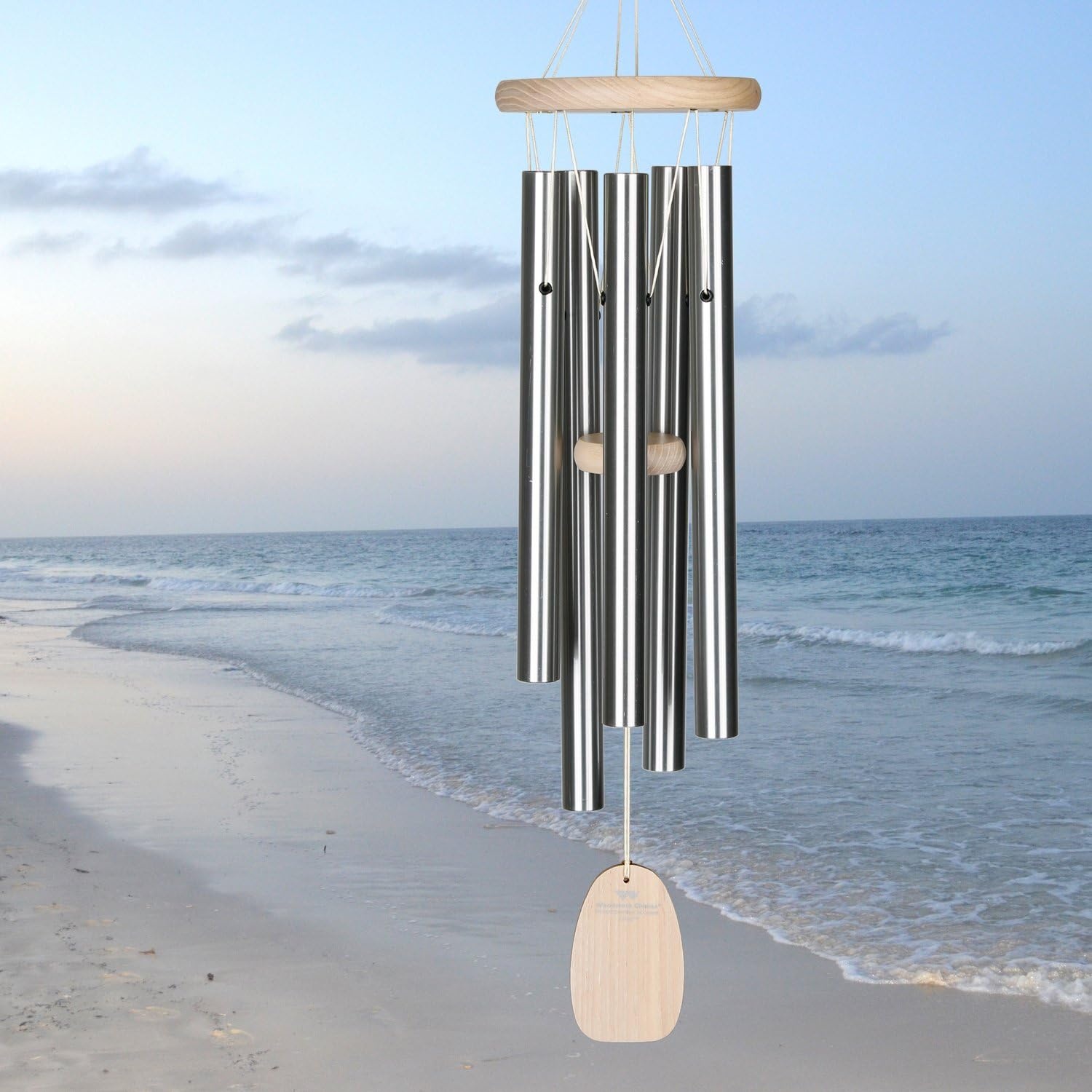 image:imageWoodstock Wind Chimes for Outside Outdoor Decor Patio and Garden Decor for Outside Front Porch Decor 24 Beachcomber Wind Chime Gracious Green Decorative Wind Chime BCGGWhite Wash