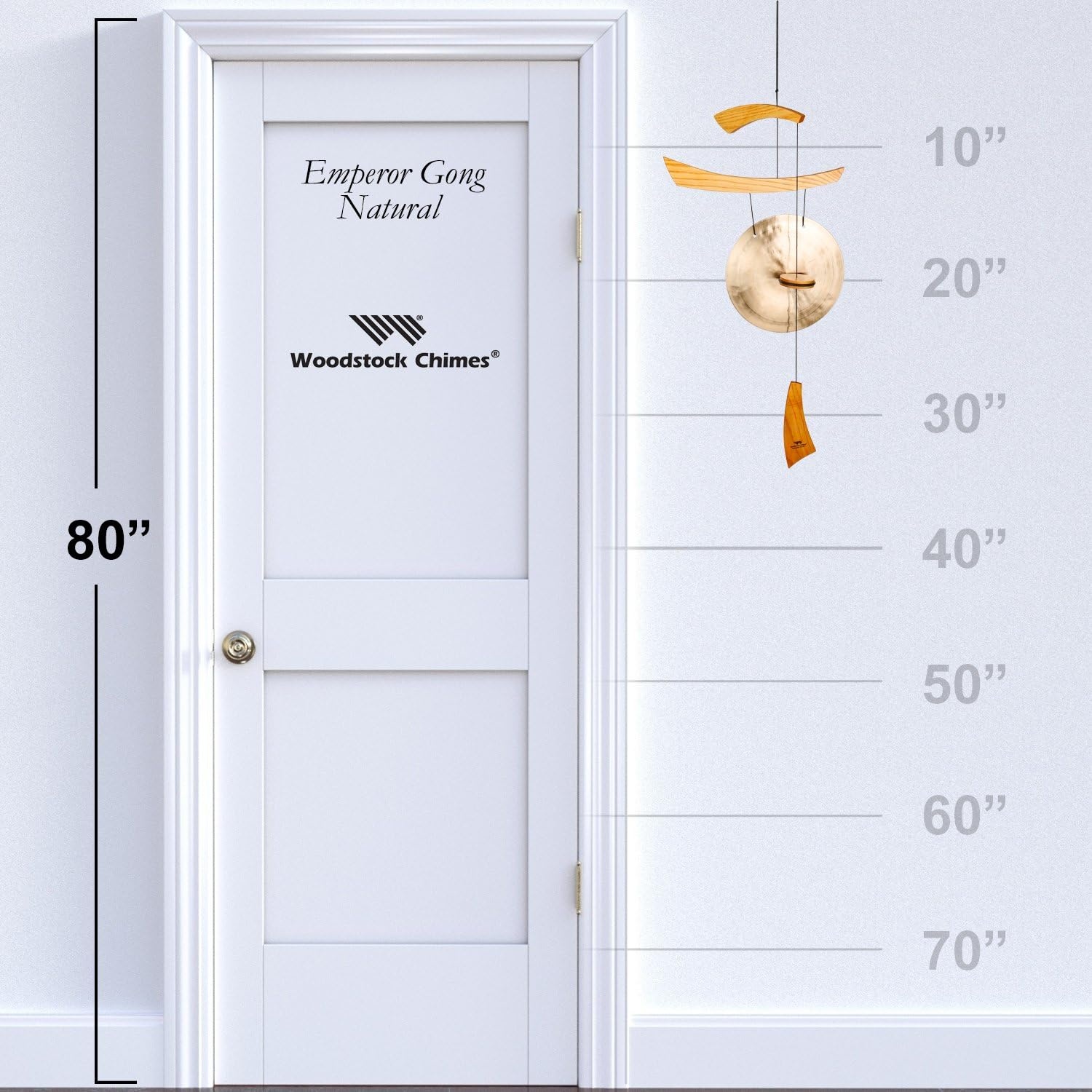 image:imageWoodstock Wind Chimes for Outside Outdoor Decor Patio and Garden Decor for Outside Front Porch Decor Wind Gong Style Wind Chimes 34 Emperor Gong Medium Natural ChristmasHanukkah Gifts EGCNatural