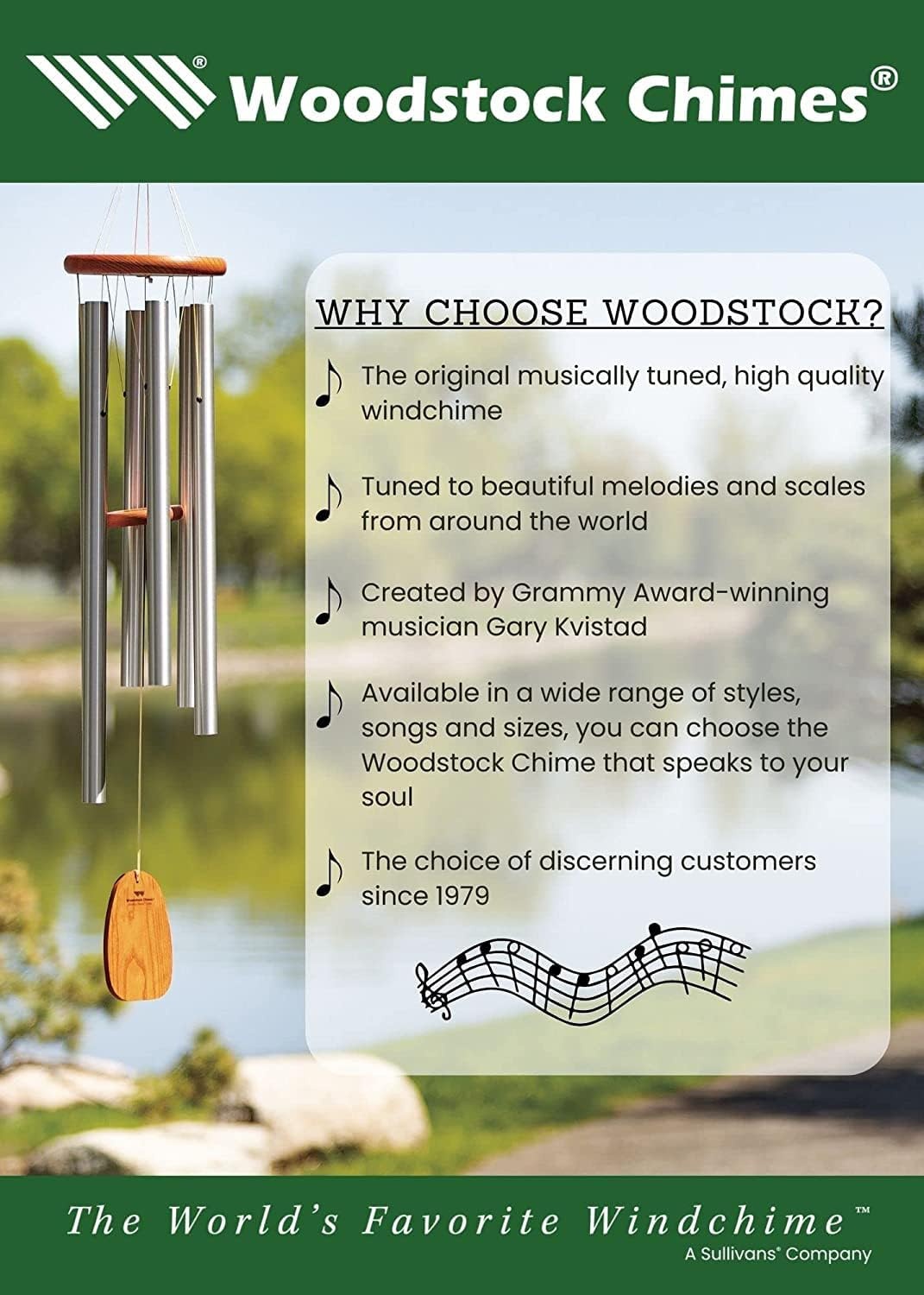 image:imageWoodstock Wind Chimes for Outside Outdoor Decor for Your Patio and Front Porch Garden Decor 24 SeaScapes Wind Chime Medium Size Seafoam Green SSCSGM37Inch