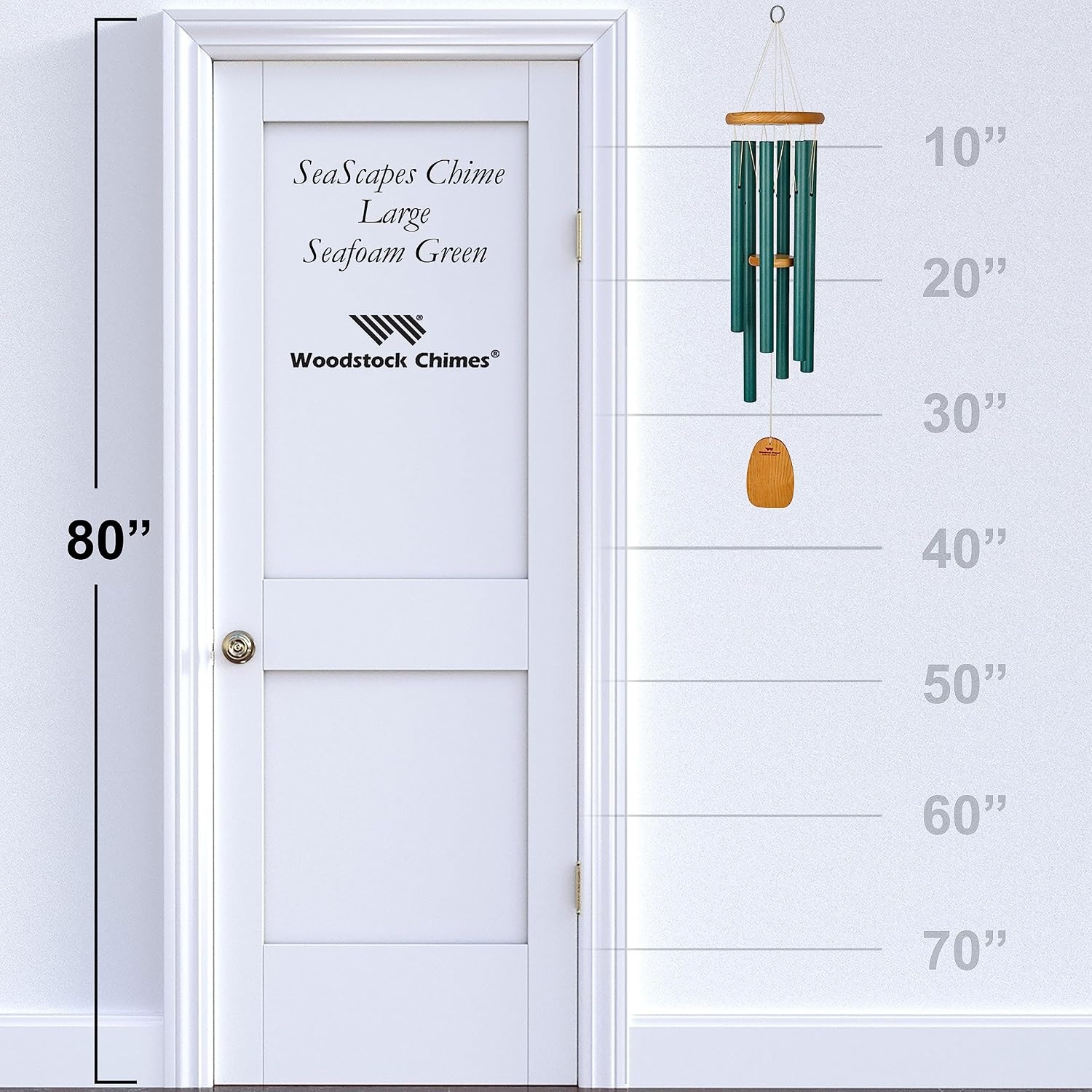 image:imageWoodstock Wind Chimes for Outside Outdoor Decor for Your Patio and Front Porch Garden Decor 24 SeaScapes Wind Chime Medium Size Seafoam Green SSCSGM37Inch