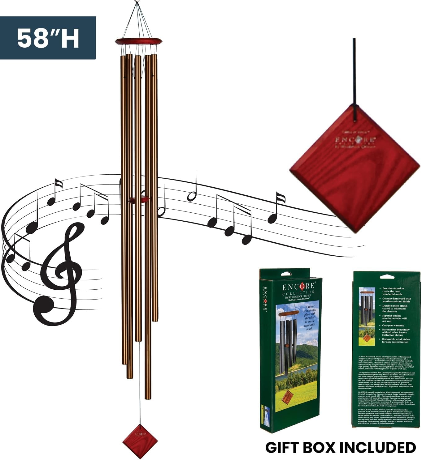 image:imageWoodstock Wind Chimes of Venus Wind Chimes for Outside 58 Bronze Large Deep Tone Wind Chime Dcor for Outdoor Garden Patio Porch Encore CollectionDecorative