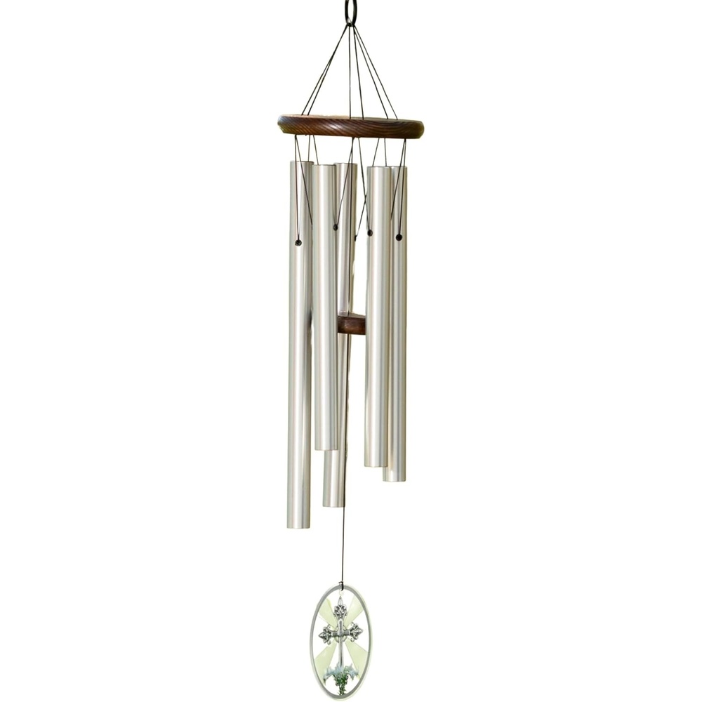 image:imageWoodstock Chimes Memorial Wind Chime 25 Lily and Cross Outdoor Gift Wind Chimes for Backyard Porch Garden Patio Decor or Sympathy Gift for Loss of Loved One MCLC