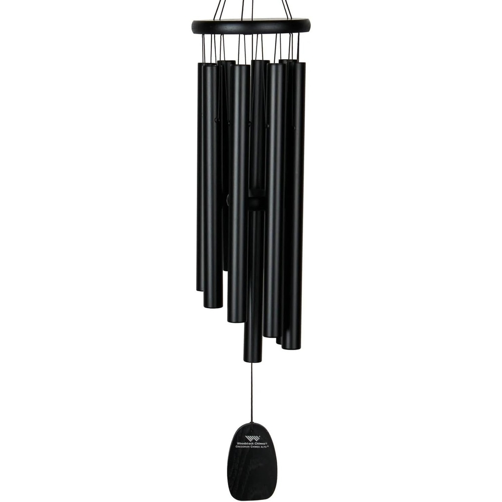 image:imageWoodstock Wind Chimes Garden Decor for Outside Outdoor Patio Decor 56 Inspirational and Memorial Sympathy Wind Chime Porch Decor Gregorian Wind Chime Baritone Deep Toned Sound Silver Wind ChimesGBSAlto Black