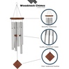 image:imageWoodstock Wind Chime for Outside Garden and Patio Decor 27 Silver Aluminium and Teakwood Wind Chimes Elegant Chime for Yard and Outdoor Gift