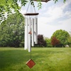 image:imageWoodstock Wind Chime for Outside Garden and Patio Decor 27 Silver Aluminium and Teakwood Wind Chimes Elegant Chime for Yard and Outdoor Gift