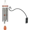 image:imageWoodstock Amazing Grace Wind Chime with Outdoor Wall Bracket Bundle 24 Silver Chime amp Black Iron Hanger Garden Patio Porch Memorial Gift Set for Loved Ones