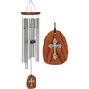 image:imageWoodstock Chimes Cross Wind Chime for Outside Garden Patio Porch and Outdoor Decor 25 Silver Amazing Grace Medium AGMCR