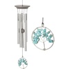 image:imageWoodstock Wind Chimes 15 Serenity Tree Turquoise Wind Chime Gray Ash Wood Silver Aluminum Tubes Windchime for Outside Garden Decor Outdoor Patio and Front Porch