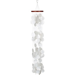 image:imageWoodstock Chimes Asli Arts Collection Capiz Waterfall 40 Azure Capiz Wind Chimes for Outdoor Patio Home or Garden Dcor Wind Chime for Mom ChristmasHanukkah Gifts CWRA40 Inches White