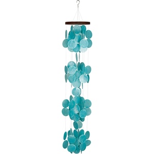 image:imageWoodstock Chimes Asli Arts Collection Capiz Waterfall 40 Azure Capiz Wind Chimes for Outdoor Patio Home or Garden Dcor Wind Chime for Mom ChristmasHanukkah Gifts CWRA40 Inches Azure Green