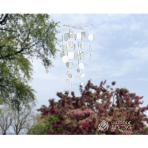 image:imageWoodstock Chimes Asli Arts Collection Mirror Chime Medium 20 Capiz Wind Chimes for Outdoor Patio Home or Garden Dcor C125