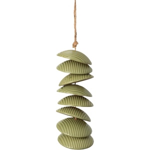 image:imageWoodstock Chimes Ceramic Disc Chime 26 Apricot Wind Chime for Outside Ceramic Shell Design Chimes for Garden Porch Patio Decor Unique Gift CCAPGreen