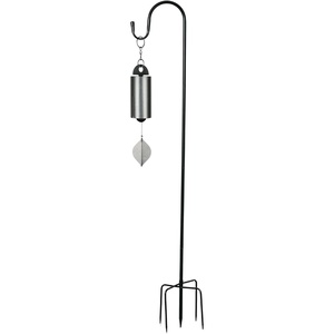 image:imageWoodstock Chimes Heroic Wind Bell amp 60 Outdoor Shepherds Hook Grey Antique Silver Wind Chime with Tall Black Metal Garden Stake Deep Tone Windbell amp Durable Ground Hanger for Yard Lawn or Patio