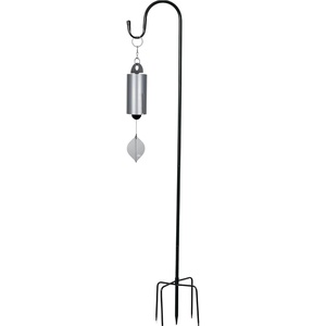 image:imageWoodstock Chimes Heroic Wind Bell amp 60 Outdoor Shepherds Hook Silver Wind Chime with Tall Black Metal Garden Stake Deep Tone Windbell amp Durable Ground Hanger for Yard Lawn or Patio