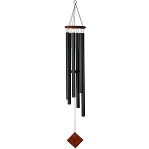 image:imageWoodstock Chimes Neptune Wind Chime for Outside 54 Large Silver Deep Tone Sound for Outdoor Garden Patio Porch Decor Encore Collection DCS54Teak  Black