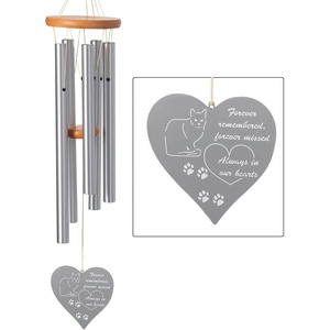 image:imageWoodstock Chimes Signature Collection Chimes of Remembrance 26 Forever Heart Dog Silver Wind Chimes for Outdoor Patio Home or Garden Dcor RMFHD26 Forever Heart Cat
