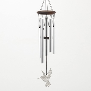 image:imageWoodstock Chimes Signature Collection Woodstock Habitats Chime 21 Silver Wind Chimes for Outdoor Patio Home or Garden Decor HCMHHummingbird