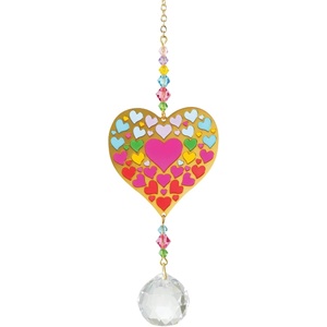 image:imageWoodstock Chimes Sun Catcher Crystal Dreams 4 Heart Crystal Suncatcher Pink Multicolor Hanging Window Prism for Indoor Kitchen Office Gifts Rearview Car Mirror Dcor Rainbow Makers Collection