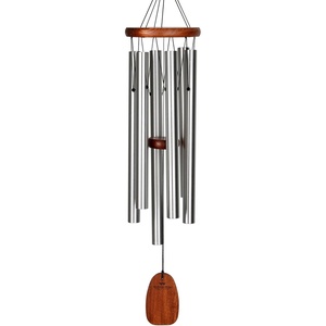 image:imageWoodstock Chimes of Comfort 24 Memorial Wind Chimes for Outdoor amp Garden Tuned to Amazing Grace Sympathy Gift Silver Aluminum Tubes Teak Wood Finish WCOC