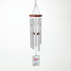image:imageWoodstock Wind Chimes 26 Butterfly Garden Chime StainedGlass Acrylic Wind Catcher Chimes Silver Aluminum Tubes Windchime for Outside Garden Decor Outdoor Patio and Front Porch