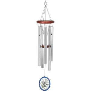 image:imageWoodstock Wind Chimes 26 Lily Botanical Chime Flower StainedGlass Acrylic Wind Catcher Chimes Silver Aluminum Tubes Windchime for Outside Garden Decor Outdoor Patio and Front Porch