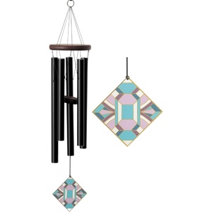image:imageWoodstock Wind Chimes 26 Nouveau Wind Chime StainedGlass Acrylic Wind Catcher Chimes Black Aluminum Tubes Art Deco Collection Windchime for Outside Garden Decor Outdoor Patio and Front Porch