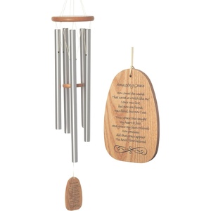 image:imageWoodstock Wind Chimes 39 Reflections Amazing Grace Large Windchime Cherry Finish Ash Wood 5 Silver Aluminum Tubes Wind Chime Inspirational Windchime Tuned to Amazing Grace Hymn