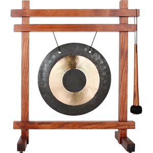 image:imageWoodstock Wind Chimes Desk Gong Brass HandHammered Bronze Medium 12  Inch Tall for Meditation Yoga Classrooms Offices Great for Awareness RelaxationTeak