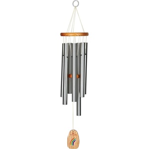image:imageWoodstock Wind Chimes for Outside Garden Decor Outdoor Decor for Your Patio and Front Porch 27 Silver Wind Chime Over the Rainbow Chime Over