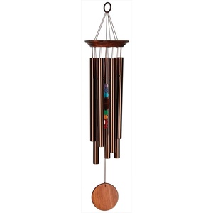 image:imageWoodstock Wind Chimes for Outside Garden Patio Porch Outdoor Decor Meditation Yoga Awareness and Relaxation 24 Woodstock Chakra Chime Seven Stones Large Size Bronze Wind Chime Gifts CC7LBRBronze