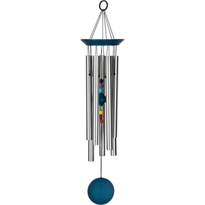 image:imageWoodstock Wind Chimes for Outside Outdoor Decor Outdoor and Patio Decor Porch Decor Meditation Yoga Awareness Relaxation 24 Woodstock Chakra Chime Seven Stones Large Size Blue Wind Chime CC7LBBlue