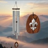 image:imageWoodstock Chimes Fleur de lis Wind Chime for Outside Medium Silver 31 Windchime Tuned to La Marseillaise Frances National Anthem ADFL1