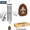 image:imageWoodstock Chimes Fleur de lis Wind Chime for Outside Medium Silver 31 Windchime Tuned to La Marseillaise Frances National Anthem ADFL1