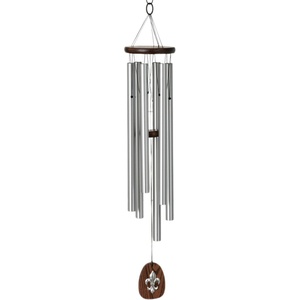 image:imageWoodstock Chimes Fleur de lis Wind Chime for Outside Medium Silver 31 Windchime Tuned to La Marseillaise Frances National Anthem ADFL1