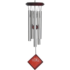 image:imageWoodstock Wind Chimes of Mars Chime for Outside 17 Bronze Small Light Sound Wind Chime Dcor for Outdoor Garden Patio Porch Encore CollectionSilver