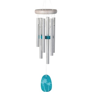 image:imageWoodstock Wind Chimes Margaritaville Seaglass Windchime 24 Inch Outdoor Chime Decor for Patio Garden Porch with Silver Tubes Resin and Seaglass Clapper Tuned to Margaritaville NotesSilver