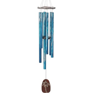 image:imageWoodstock Wind Chimes Margaritaville Seaglass Windchime 24 Inch Outdoor Chime Decor for Patio Garden Porch with Silver Tubes Resin and Seaglass Clapper Tuned to Margaritaville NotesBlue Multicolor